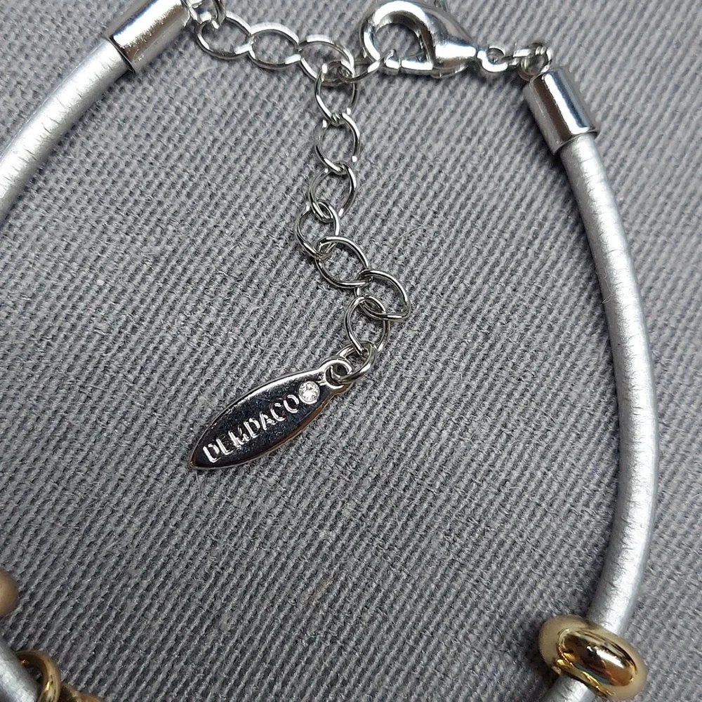 Vintage Demdaco Silver Gold Tone Snowflake Heart Charm Bangle Statement Bracelet - Picture 4 of 4